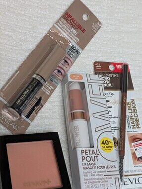 L'Oréal & Revlon Women's Makeup Bundle - Neutral Pink & Brown Shades 4 Items
